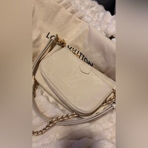 LOUIS VUITTON Multi Pochette Accessoires Monogram Empreinte Shoulder Bag Cream